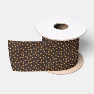 Halloween Retro Orange Polka Dot Schwarzer Hinterg Satinband