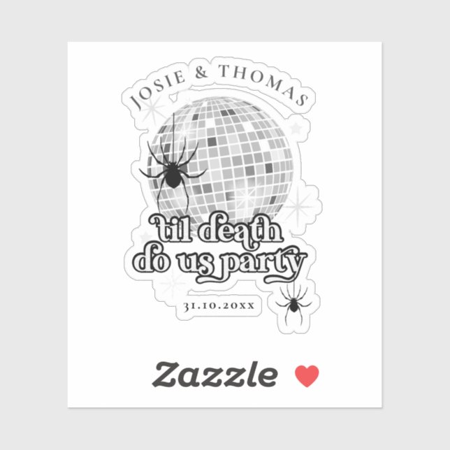 Halloween Retro Spiders & Disco Ball Wedding Aufkleber (Blatt)