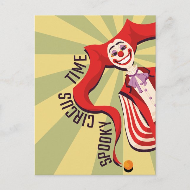 Halloween Retro Spooky Clown farbenfroher Sonnenzi Postkarte (Vorderseite)