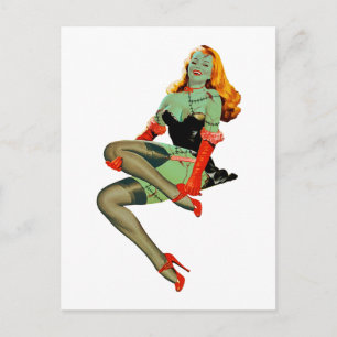 Halloween Retro-Zombie-Kleid und -Schuhe passend Postkarte