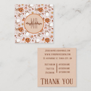 HALLOWEEN RETROGROOVY PUMPKINS UND GHOSTEN QUADRATISCHE VISITENKARTE