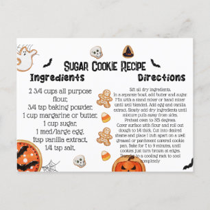 Halloween-Rezept-Karten, Halloween-Cookies Postkarte