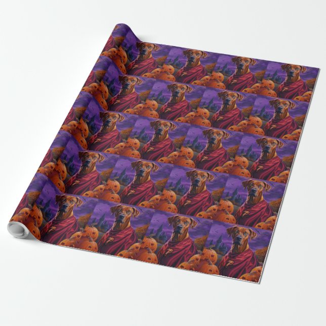 Halloween Rhodesian Ridgeback Vampir-Kürbisse Geschenkpapier (Ungerollt)
