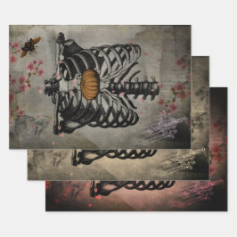 Halloween Rib Cage Pumpkin Herz Floral Ephemera Geschenkpapier Set
