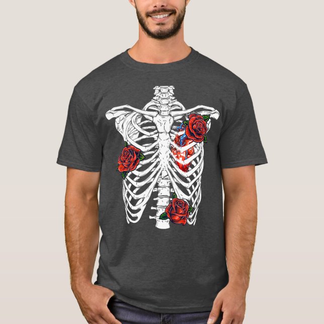 Halloween Rib Cage Skeleton Day of the Dead T-Shirt (Vorderseite)