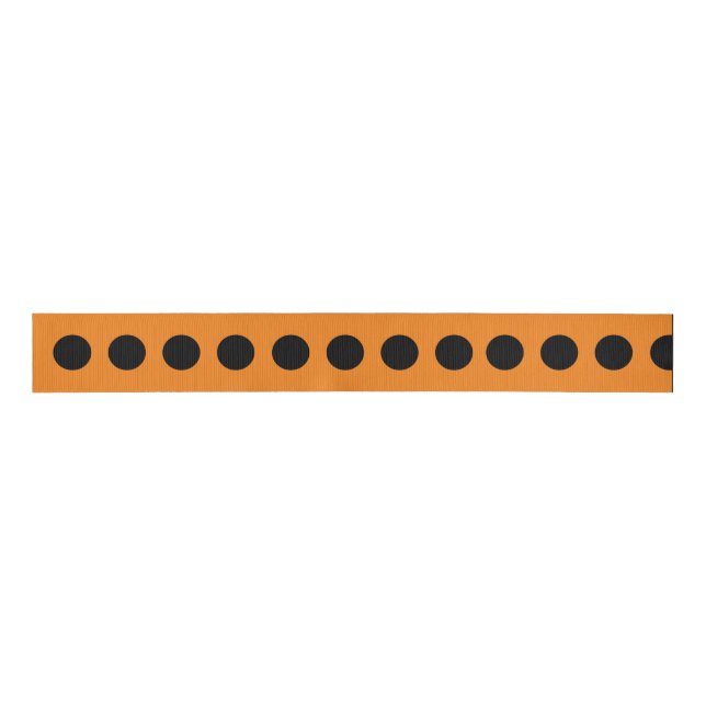 Halloween Ribbon Orange mit schwarzen Kreisen Ripsband (Vorderseite)