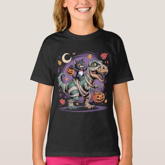 Halloween-Ride von Black Cat & Mummy T-Shirt (Vorderseite)