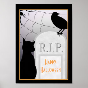 Halloween RIP Grabstein Cat Poster
