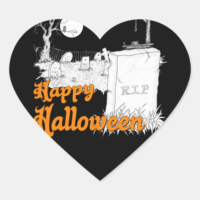 Halloween-RIP Herz-Aufkleber (Vorderseite)