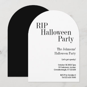 Halloween RIP-Party Schwarz und Weiß Einladung
