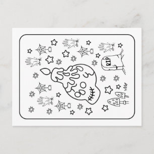 Halloween RIP Spooky Candle Skull Coloring Postkarte