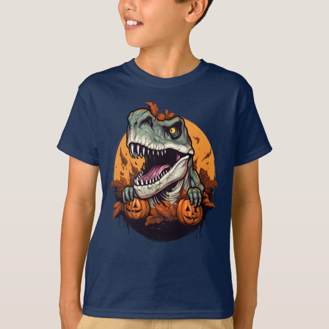 Halloween Roars to Life: T-Rex Halloween für Kinde T-Shirt (Vorderseite)
