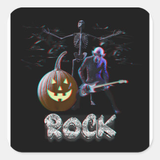 Halloween Rock 3D Quadratischer Aufkleber