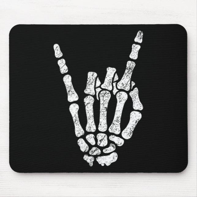 Halloween Rock Hand Skeleton Rock'n'Roll Symb Mousepad (Vorne)