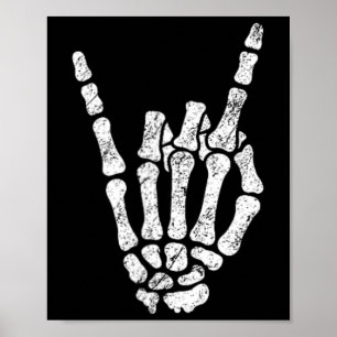 Halloween Rock Hand Skeleton Rock'n'Roll Symb Poster