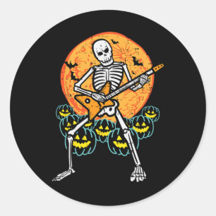 Halloween Rocker Skeleton Gitarre Rock Costume Men Runder Aufkleber