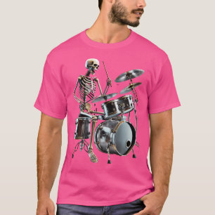 Halloween Rocker Skeleton Playing Drum Skull Playi T-Shirt