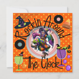 Halloween Rockin' Rund um das Party der Uhr Einladung