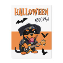 Halloween Rocks Rottweiler Cartoon Gitarre spielen