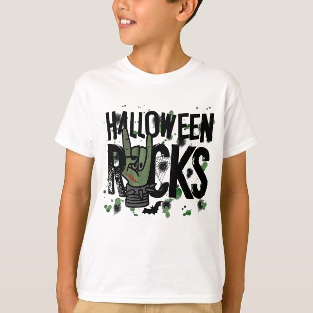 Halloween Rocks Sign T-Shirt (Vorderseite)