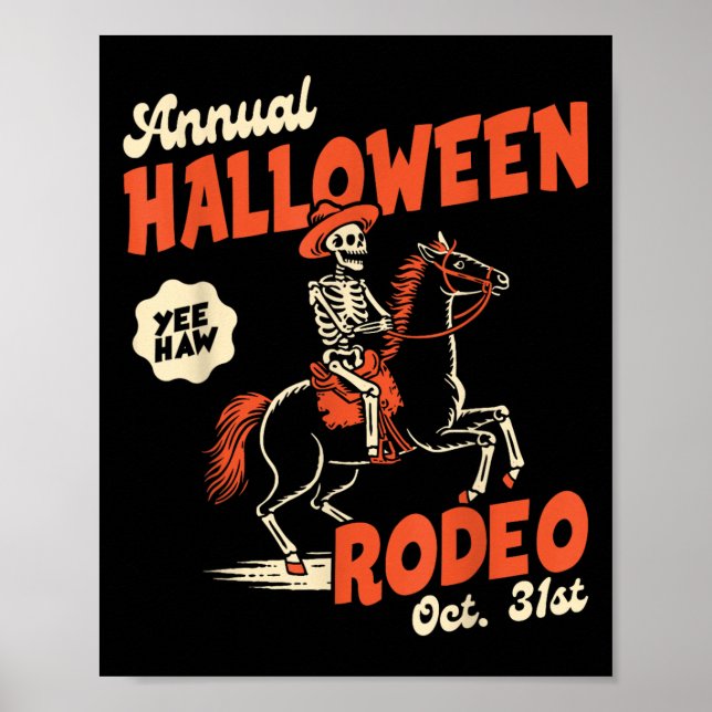 Halloween Rodeo Horse Western Cowboy Fall Autumn S Poster (Vorne)