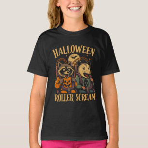 Halloween Roller-Schrei-Waschbär und Opossum T-Shirt