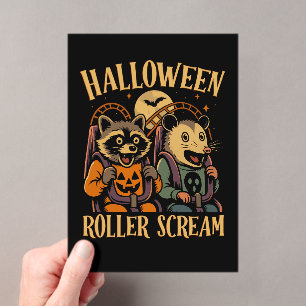 Halloween Roller Scream Waschbär und Opossum Acryleinladungen