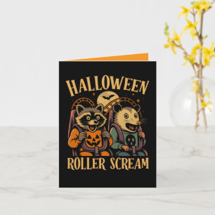 Halloween Roller Scream Waschbär und Opossum Karte