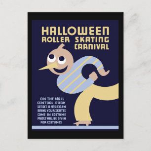Halloween-Rollschuhkarneval Postkarte