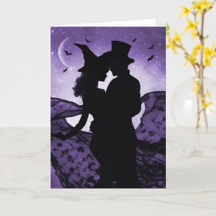 Halloween Romance Liebe Silhouette Couple and Bats Karte