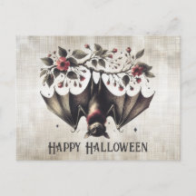 Halloween rosa Blumen Böser Fledermaus Grüne Blätt