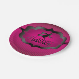 Halloween-Rosa-Hexe Pappteller
