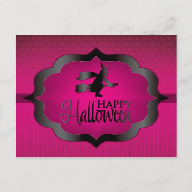 Halloween-Rosa-Hexe Postkarte (Vorderseite)