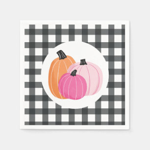 Halloween rosa Kürbisse schwarze Karo-Servietten Serviette