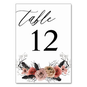 Halloween Rosa & Schwarze Florale Tischnummer
