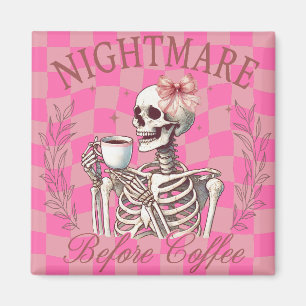 Halloween Rosa Skelett Kaffee Magnet