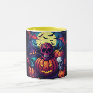 Halloween Rosa Zucker-Schädel-Kürbis, Gruselig Tasse