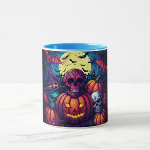 Halloween Rosa Zucker-Schädel-Kürbis, Gruselig Tasse