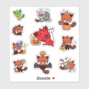 Halloween Roter Panda Aufkleber