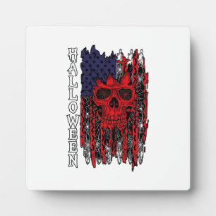 Halloween roter Totenkopf Amerikanische Flagge Spi Fotoplatte
