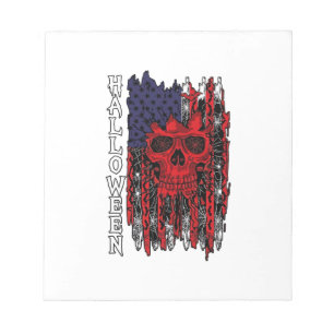 Halloween roter Totenkopf Amerikanische Flagge Spi Notizblock