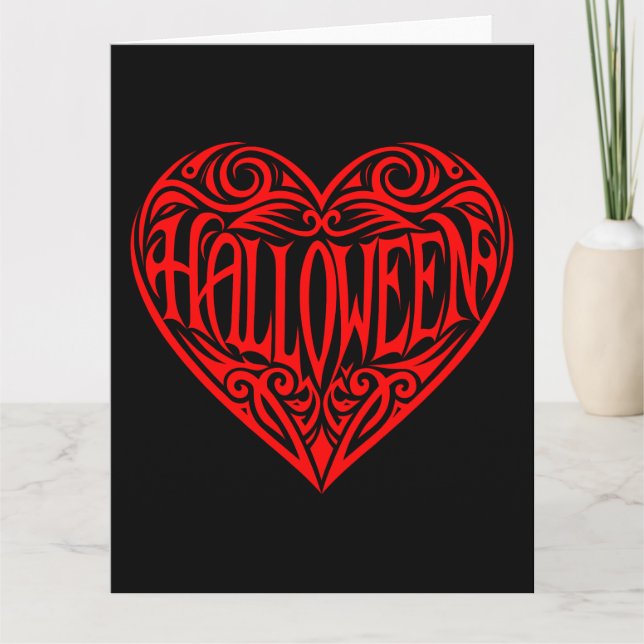 Halloween, Rotes Herz, Feiertag Karte (Vorderseite)