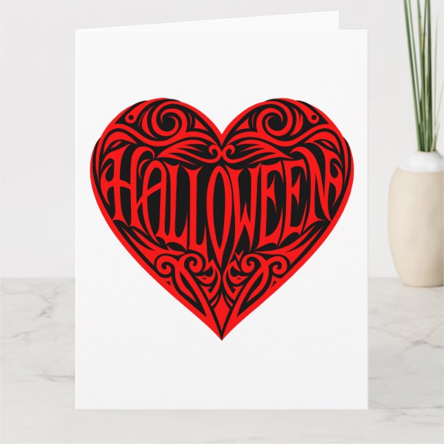 Halloween, Rotes Herz, Feiertag Karte (Vorderseite)
