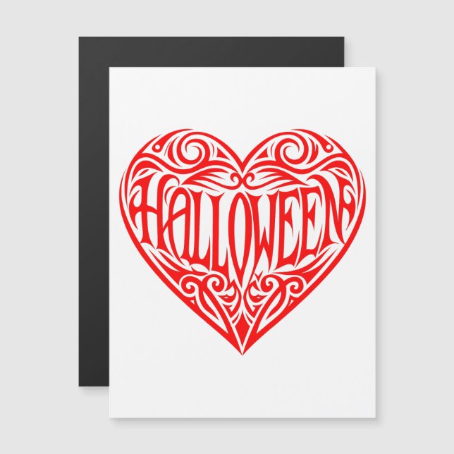 Halloween, Rotes Herz, Feiertag Magneteinladung (Vorne/Hinten)