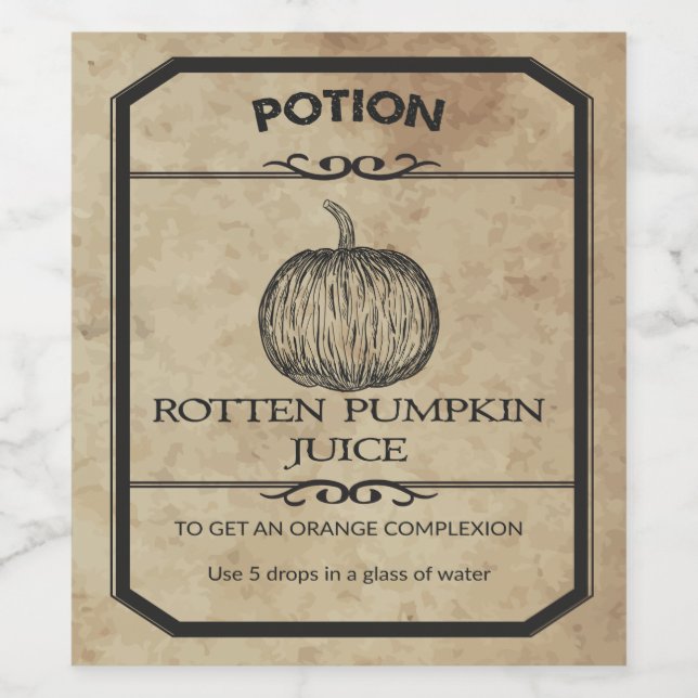 Halloween Rotten Pumpkin Juice Apotheary Label Weinetikett (Einzelnes Label)