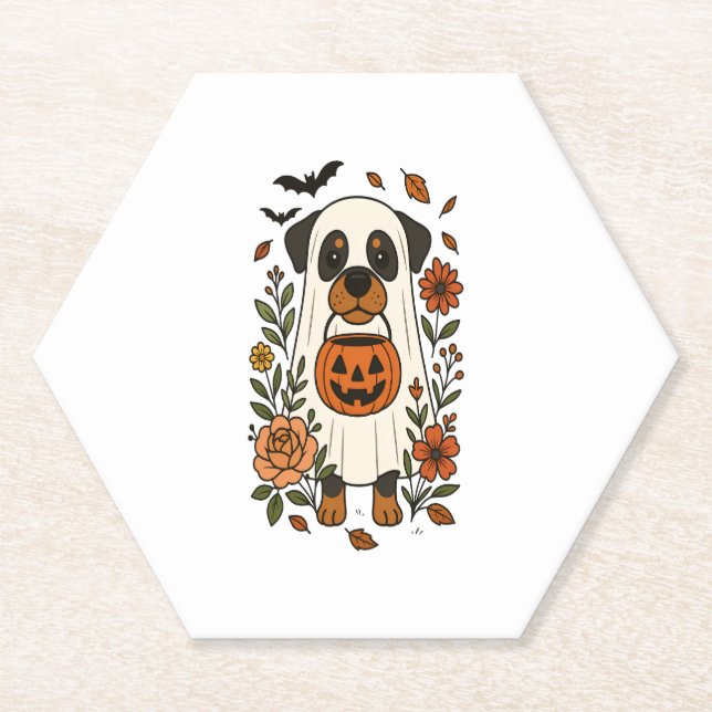 Halloween Rottweiler mit Blume Untersetzer (Vorderseite)