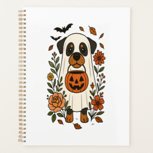 Halloween-Rottweiler mit Blumen Planer