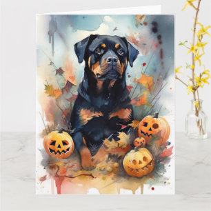 Halloween Rottweiler mit Pumpkins Beängstigend Karte