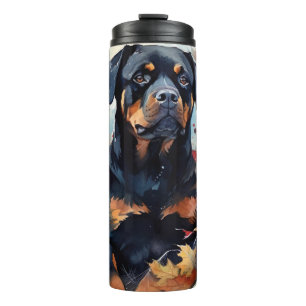Halloween Rottweiler mit Pumpkins Beängstigend Thermosbecher