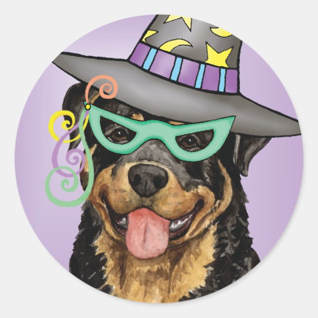 Halloween Rottweiler Runder Aufkleber (Vorderseite)